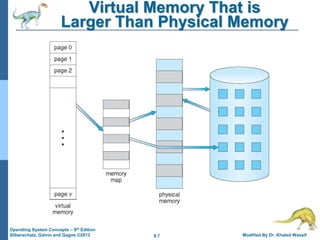 9.7 Modified By Dr. Khaled Wassif
Operating System Concepts – 9th Edition
Silberschatz, Galvin and Gagne ©2013
Virtual Memory That is
Larger Than Physical Memory
 