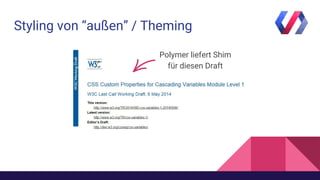 Styling von “außen” / Theming
Polymer liefert Shim
für diesen Draft
 