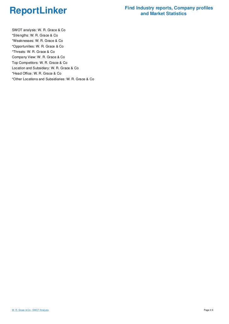 W. R. Grace & Co - SWOT Analysis