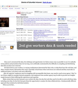 Transparency begins at home
                               2nd: give workers data & tools needed
                         ...