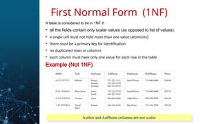 Normalization of database from first normal form to 5th normal form | PPT