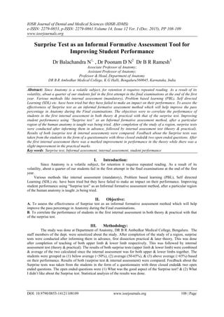 Surprise Test as an Informal Formative Assessment Tool for Improving ...