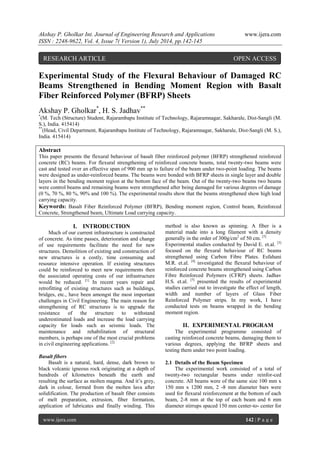 Experimental Study of the Flexural Behaviour of Damaged RC Beams ...