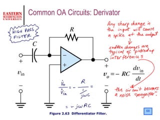 68
Figure 2.63 Differentiator Filter.
Common OA Circuits: Derivator
 