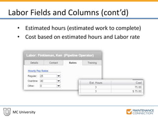 W07 | Tracking Time and Cost on Work Orders (MCUI) | PPTX
