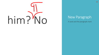 New Paragraph him? No A caret and the paragraph mark 
 