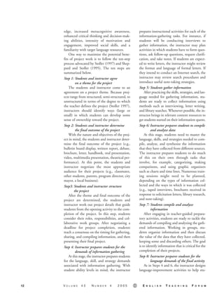 Maximizing the benefits of Project Work in a FL classroom | PDF