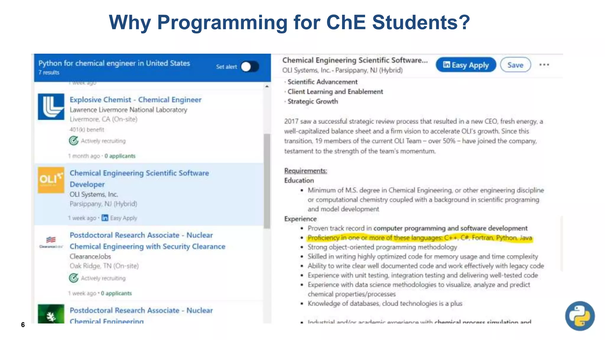 Why Programming for ChE Students?
6
 