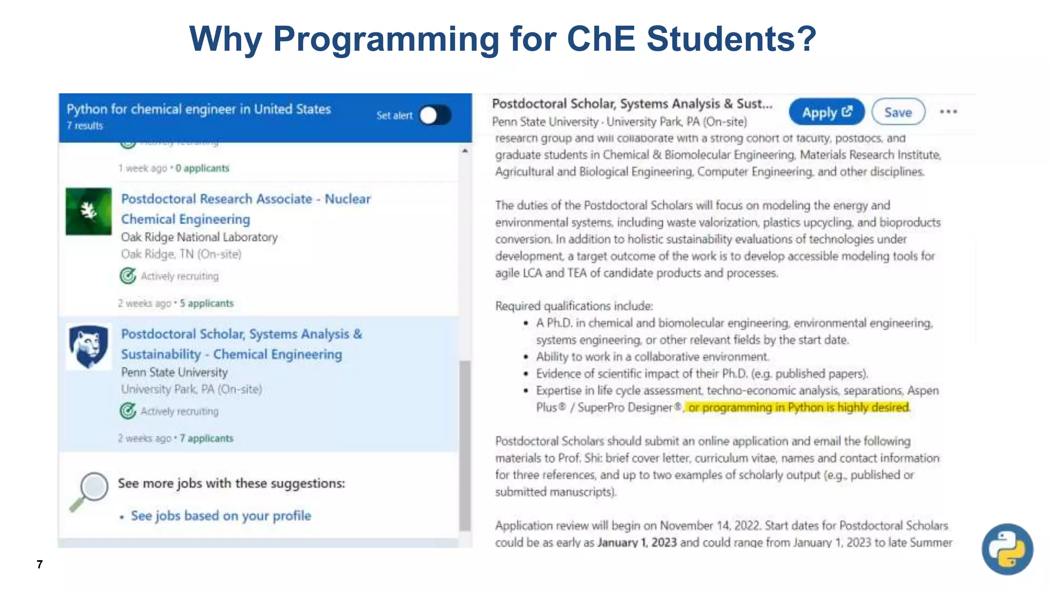 Why Programming for ChE Students?
7
 