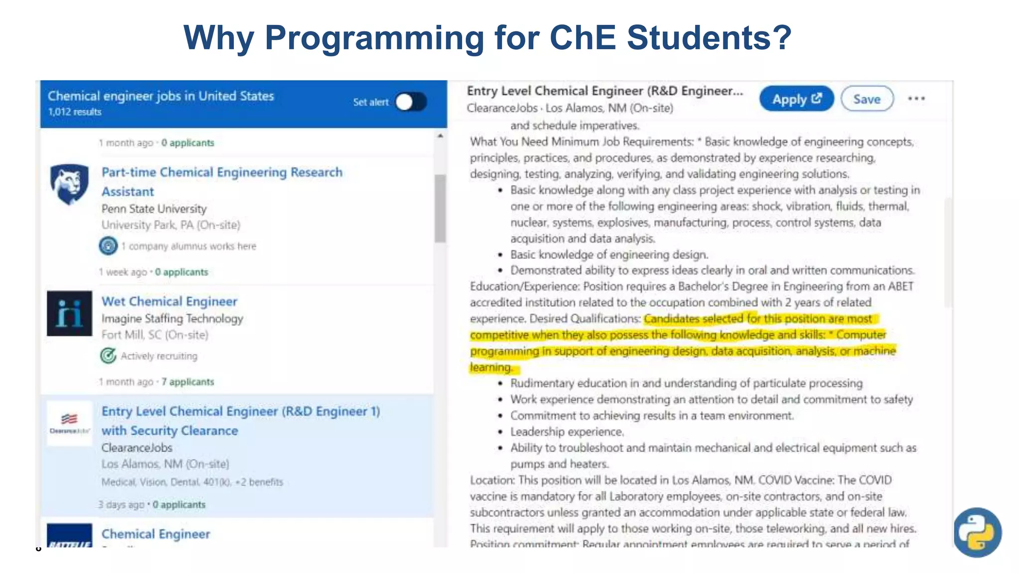 Why Programming for ChE Students?
8
 