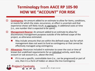 Session W1 - Reliable Risk Quantification For Project Cost and Schedule ...