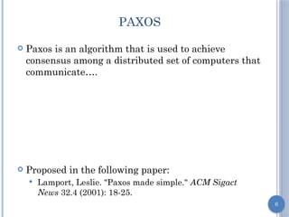 Paxos concepts and examples for ug students of their 6th semester | PPTX
