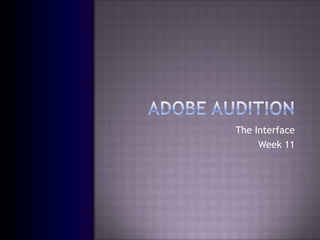 Adobe Audition The Interface Week 11 