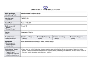 Comprehensive Grade 10 Graphic Design Daily Lesson Logs in ILAW Format ...
