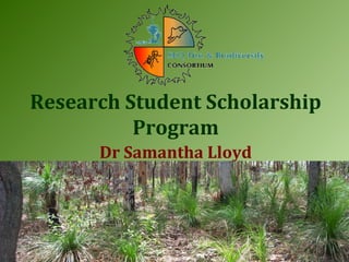 Research Student Scholarship
Program
Dr Samantha Lloyd
www.fireandbiodiversity.org.au
 