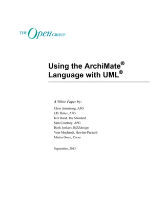 Using the ArchiMate Language with UML