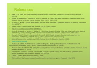 Presentation Reference Video Health literacy presentation | PDF