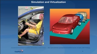 13
Simulation and Virtualization
http://upload.wikimedia.org/wikipedia/commons/6/6e/Crash-test_simulation_(3467719123).jpghttp://upload.wikimedia.org/wikipedia/commons/d/d6/IIHS_crash_test_dummy_in_Hyundai_Tucson.jpg
 