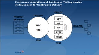 9
Continuous Integration and Continuous Testing provide
the foundation for Continuous Delivery
 
