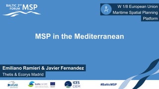 Emiliano Ramieri & Javier Fernandez
W 1/8 European Union
Thetis & Ecorys Madrid
Maritime Spatial Planning
#BalticMSP
MSP in the Mediterranean
Platform
 