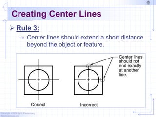 Copyright ©2006 by K. Plantenberg
Restricted use only
Creating Center Lines
 Rule 3:
→ Center lines should extend a short distance
beyond the object or feature.
 