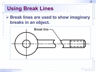 Copyright ©2006 by K. Plantenberg
Restricted use only
Using Break Lines
 Break lines are used to show imaginary
breaks in an object.
 
