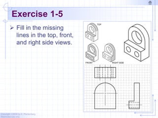 Copyright ©2006 by K. Plantenberg
Restricted use only
Exercise 1-5
 Fill in the missing
lines in the top, front,
and right side views.
 