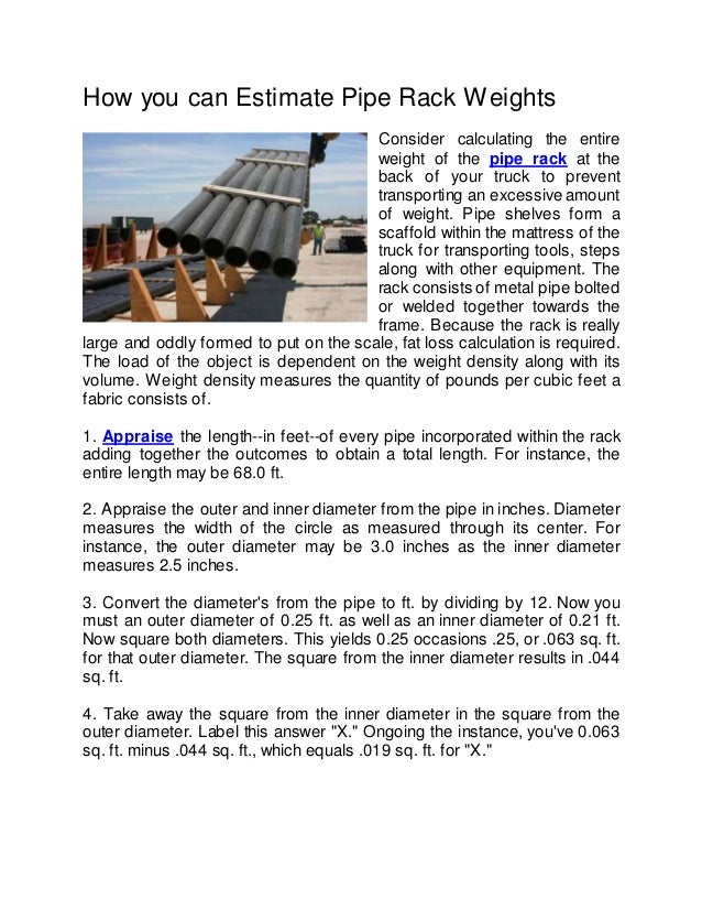 How you can Estimate Pipe Rack Weights