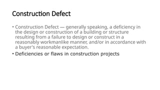 W1 Introduction of failure and defect, construction work method | PPTX
