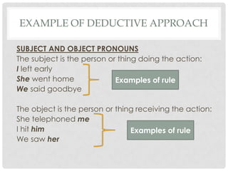 Detructive Examples Introduction to grammar & Approaches in teaching grammar | PPTX