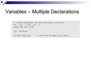 Variables – Multiple Declarations
 