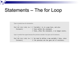 Statements – The for Loop
 