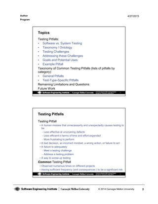 Common System and Software Testing Pitfalls | PDF
