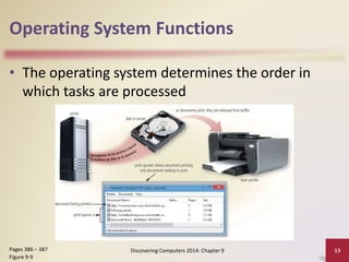 Operating System Functions
• The operating system determines the order in
which tasks are processed
Discovering Computers 2014: Chapter 9 13Pages 386 – 387
Figure 9-9
 