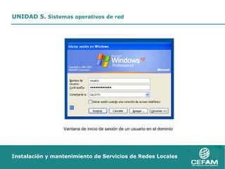 Ventana de inicio de sesión de un usuario en el dominio 