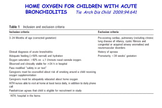HOME OXYGEN FOR CHILDREN WITH ACUTE BRONCHIOLITIS  Tie   Arch Dis Child  2009;94:641 