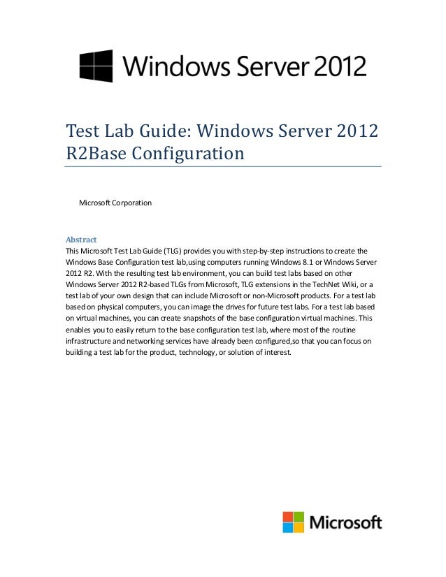 Test Lab Guide Windows Server 2012 R2 Base Configuration