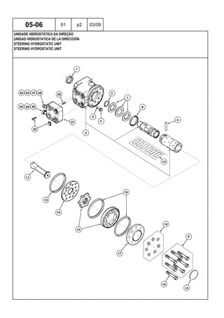 STEERING HYDROSTATIC UNIT
STEERING HYDROSTATIC UNIT
UNIDAD HIDROSTATICA DE LA DIRECCIÓN
05-06 01 p2 03/09
UNIDADE HIDROSTÁTICA DA DIREÇÃO
 