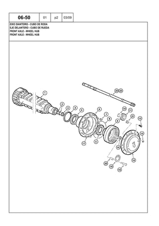 FRONT AXLE - WHEEL HUB
FRONT AXLE - WHEEL HUB
EJE DELANTERO - CUBO DE RUEDA
06-50 01 p2 03/09
EIXO DIANTEIRO - CUBO DE RODA
 