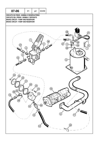 BRAKE CIRCUIT - PUMP AND RESERVOIR
BRAKE CIRCUIT - PUMP AND RESERVOIR
CIRCUITO DEL FRENO - BOMBA Y DEPOSITO
07-06 01 p2 03/09
CIRCUITO DO FREIO - BOMBA E RESERVATÓRIO
 