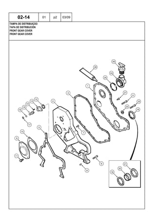FRONT GEAR COVER
FRONT GEAR COVER
TAPA DE DISTRIBUCIÓN
02-14 01 p2 03/09
TAMPA DE DISTRIBUIÇÃO
 