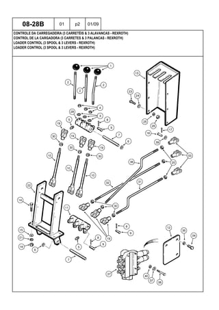 LOADER CONTROL (3 SPOOL & 3 LEVERS - REXROTH)
LOADER CONTROL (3 SPOOL & 3 LEVERS - REXROTH)
CONTROL DE LA CARGADORA (3 CARRETES & 3 PALANCAS - REXROTH)
08-28B 01 p2 01/09
CONTROLE DA CARREGADEIRA (3 CARRETÉIS & 3 ALAVANCAS - REXROTH)
 