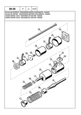 LOADER CONTROL VALVE - POSITIONER (LIFT SECTION - PARKER)
LOADER CONTROL VALVE - POSITIONER (LIFT SECTION - PARKER)
VALVULA DE CONTROL - POSICIONADOR (SECCIÓN LEVANTAMIENTO - PARKER)
08-56 01 p1 03/09
VÁLVULA DE CONTROLE - POSICIONADOR (SEÇÃO LEVANTAMENTO - PARKER)
 