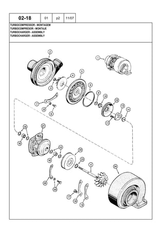 TURBOCHARGER - ASSEMBLY
TURBOCHARGER - ASSEMBLY
TURBOCOMPRESOR - MONTAJE
02-18 01 p2 11/07
TURBOCOMPRESSOR - MONTAGEM
 