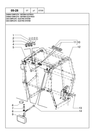 CAB COMPLETE - ELECTRIC SYSTEM
CAB COMPLETE - ELECTRIC SYSTEM
CABINA COMPLETA - SISTEMA ELECTRICO
09-28 07 p1 07/09
CABINA COMPLETA - SISTEMA ELÉTRICO
 