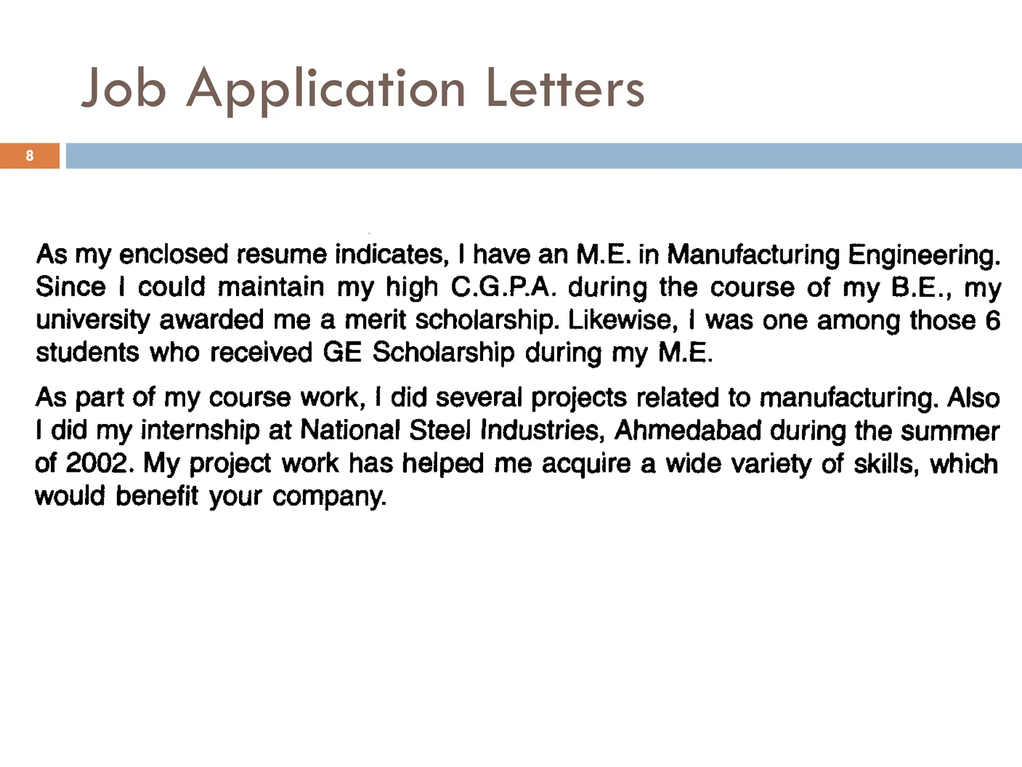 Job Application Letters
8
 