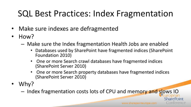 SQL Server and SharePoint - Best Practices presented by Steffen Krause ...