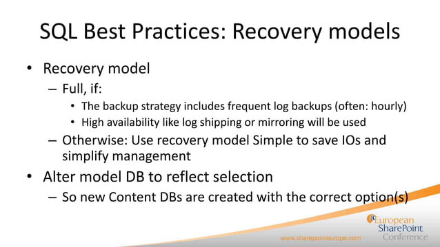 SQL Server and SharePoint - Best Practices presented by Steffen Krause ...