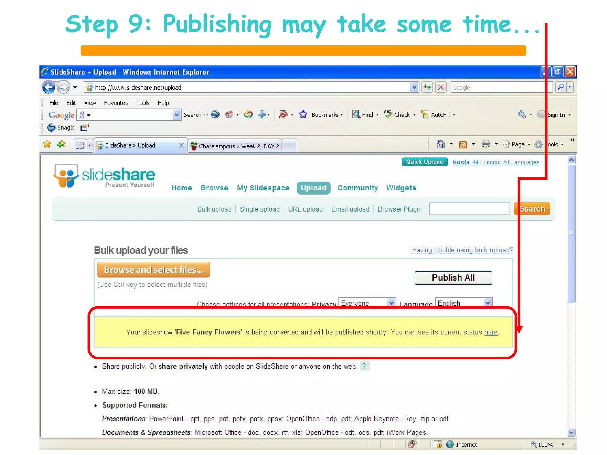 Step 9: Publishing may take some time... 