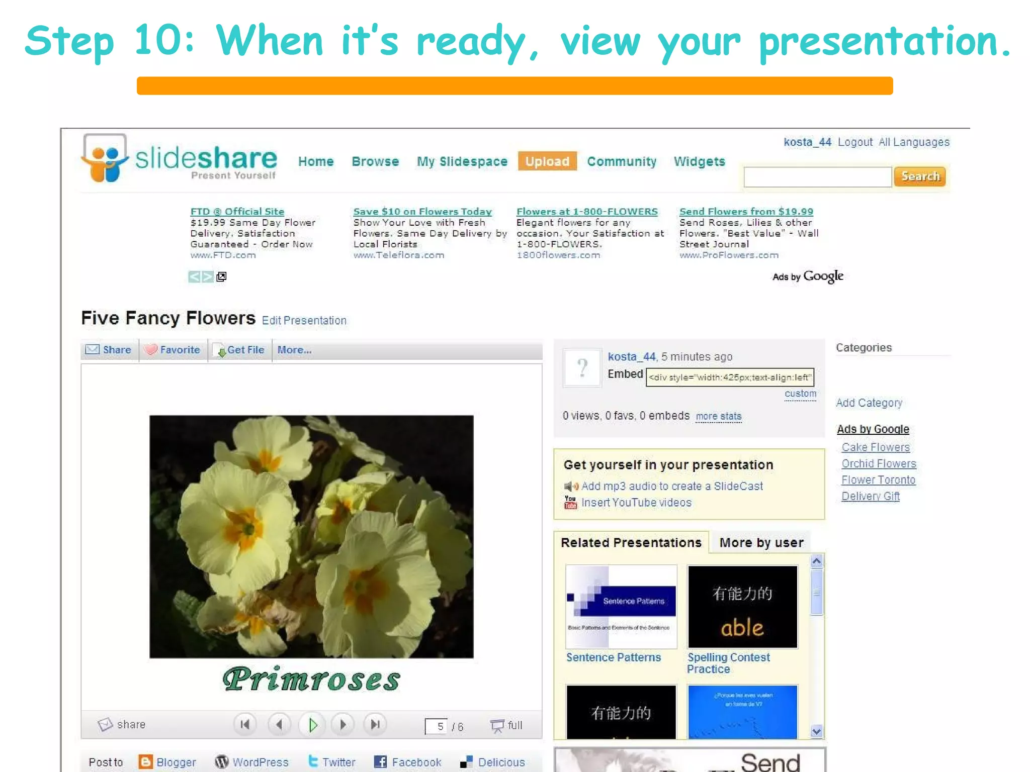 Step 10: When it’s ready, view your presentation. 